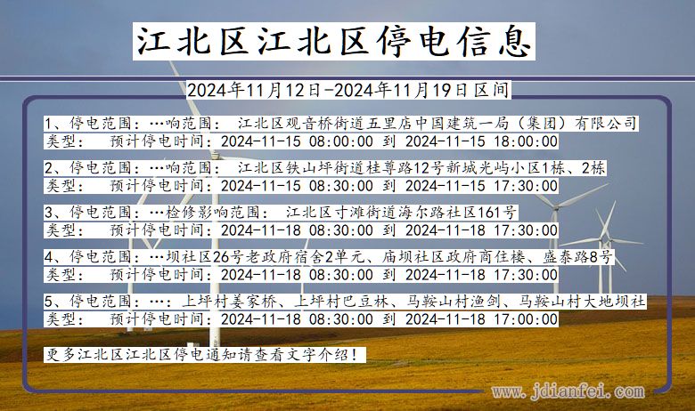 重庆江北地区停电通知最新动态