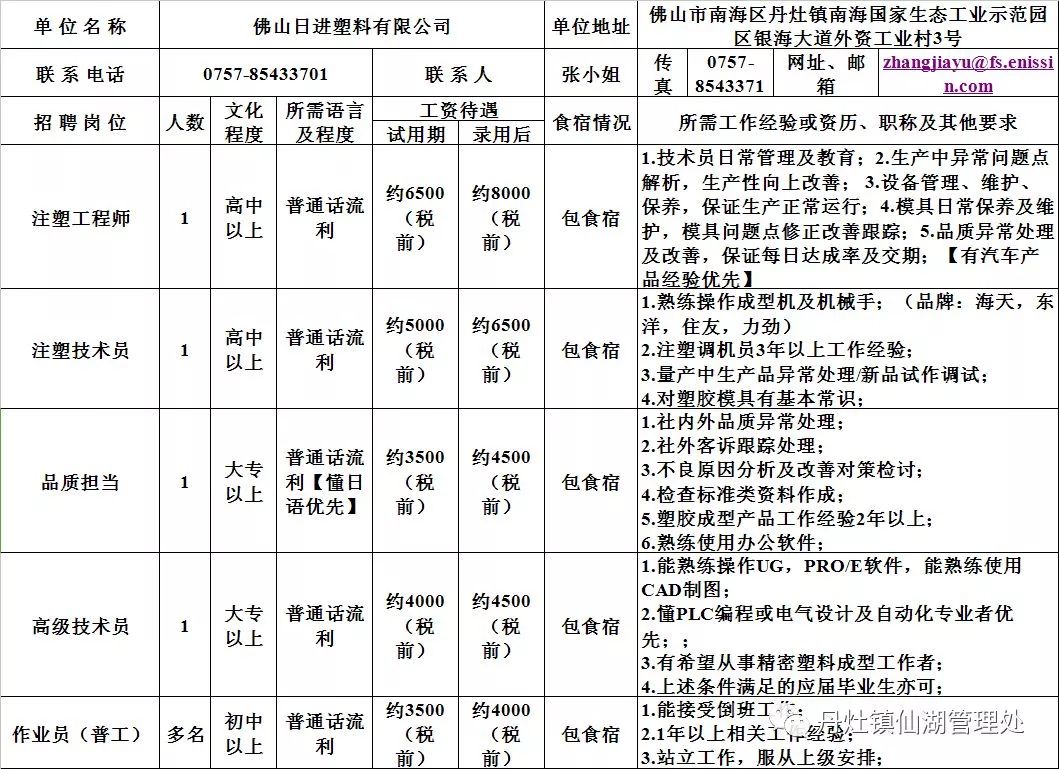 向塘工厂最新招聘启事